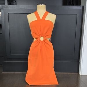 French Connection Bright Orange Backless Dress